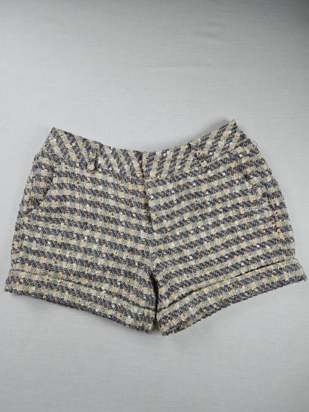DEAR JOHN North Hampton High-Rise Tweed Cuffed Trouser Shorts Plaid Size 30
